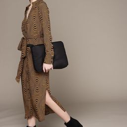 MANGO Brown & Black Printed Shirt Midi Dress-picture-20