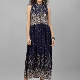 Gipsy Women Navy Blue Printed Maxi Dress-image-16