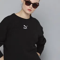 Puma Women Black Classics Quilted Sweatshirt-picture-24