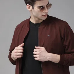 Roadster Men Maroon Solid Bomber Jacket-image-11