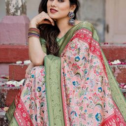 DIVASTRI Ethnic Motifs Printed Zari Paithani Saree-image-52