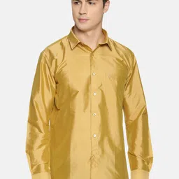 TATTVA Men Gold-Toned Slim Fit Solid Casual Shirt-image-35