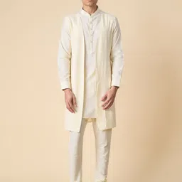 Tasva Mandarin Collar Kurta With Churidar & Jacket-image-60