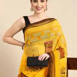 HERE&NOW Abstract Printed Pure Georgette Saree-image-95