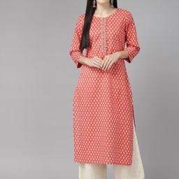 Cayman Printed Kantha Work Pure Cotton Kurta-31