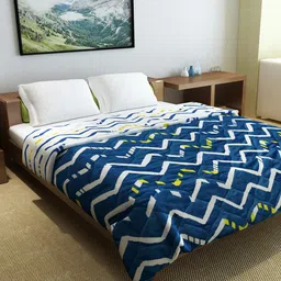 Divine Casa Navy Blue & White Geometric AC Room 110 GSM Double Bed Comforter-image-34