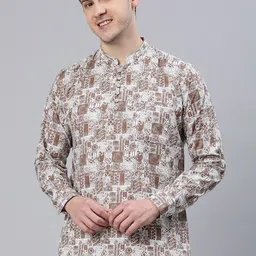 Majestic Man Pure Cotton Slim Fit Ethnic Motifs Printed Kurta-picture-40