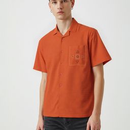 glitchez Embroidered Detail Cuban Collar Relaxed Fit Shirt-picture-20