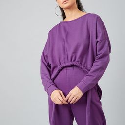 Athena Women Purple Solid Sweatshirt-image-125