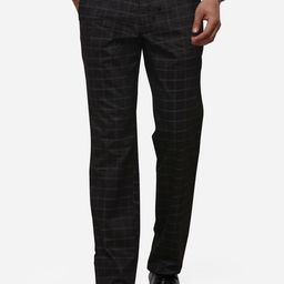 JB STUDIO Men Black Slim Fit Checked Formal Trousers-picture-22