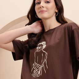 Mast & Harbour Graphic Printed Drop-Shoulder Sleeves Relaxed Fit Pure Cotton T-shirt-picture-15