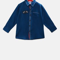 TONYBOY Boys Blue Regular Fit Solid Casual Shirt-image-100