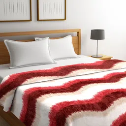 Portico New York Red Abstract AC Room 300 GSM Double Bed Blanket-image-8