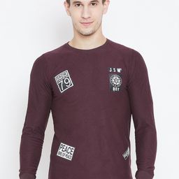 Camey Men Maroon Printed Round Neck Slim Fit T-shirt-image-45
