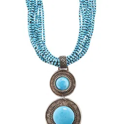 Bamboo Tree Jewels Blue Alloy Handcrafted Necklace-picture-40