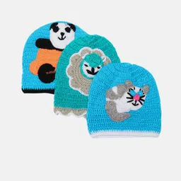 CHUTPUT Kids Set of 3 Self-Design Woollen Beanies-25