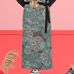 ArtzFolio Brown & Blue Cotton Printed Waist to Feet Apron-31