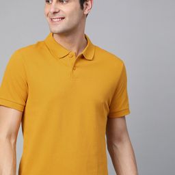 Mast & Harbour Men Mustard Yellow Solid Polo Collar T-shirt-image-19