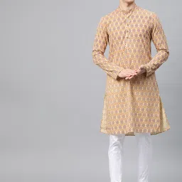 See Designs Men Beige & Maroon Printed Straight Kurta-image-97