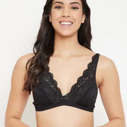 Clovia Black Solid Non-Wired Non Padded Bralette Bra-48