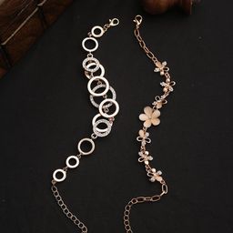 YouBella Set of 2 Rose Gold Plated Stone Studded Bracelets-10