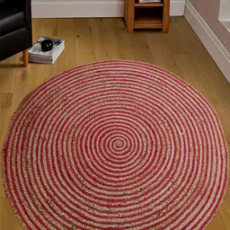 MRIC Red & Beige Circular Traditional Braided Jute Carpet-7
