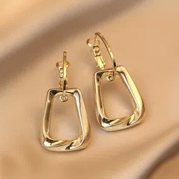 Unwind by Yellow Chimes Gold-Toned Geometric Drop Earrings-15