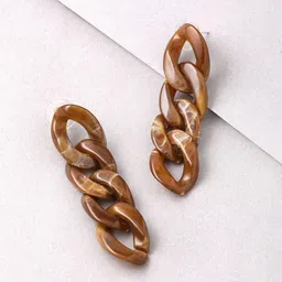 Unwind by Yellow Chimes Brown Chain Designed Drop Earrings-75