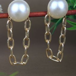 StyleCast Gold-Plated Pearls Beaded Circular Drop Earrings-image-93