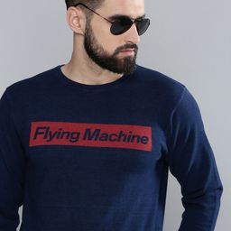Flying Machine Men Navy Blue Brand Logo Printed Sweatshirt-image-31