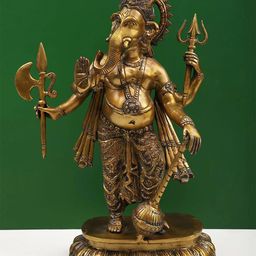 Exotic India Brass Gold Toned Lord Ganesha Showpiece-image-6