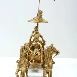 Exotic India Gold Toned Brass Gita Updesha Showpiece-image-2
