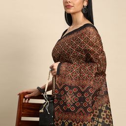 SHANVIKA Ethnic Motifs Printed Pure Cotton Ikat Saree-picture-3
