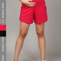 The Mom Store Women Pack Of 2 High-Rise Maternity Shorts-picture-3