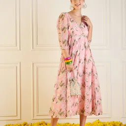 Shae by SASSAFRAS Floral Print Georgette A-Line Midi Dress-image-57