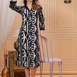 HIGHLIGHT FASHION EXPORT Women Crepe Fit & Flare Midi Dress-image-28