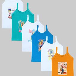 CAREPLUS Girls Pack Of 6 Printed Pure Cotton Camisoles-image-99