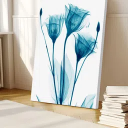 Art Street White & Blue Tulip Flower Canvas Wall Painting-14