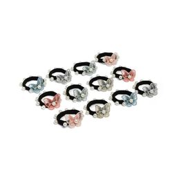 LAIDA Girls Pack of 12 Multicoloured  Pearl Studded Butterfly Ponytail Holders-7