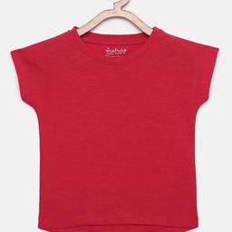METRO KIDS COMPANY Girls Red Pure Organic Cotton Crop Top-image-31