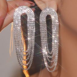 Just Lil Things Rhinestone Stone Studded Contemporary Tasselled Drop Earrings-0