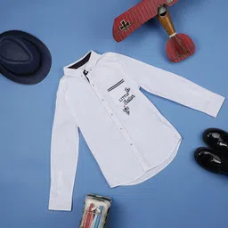 One Friday Boys Off White Classic Opaque Casual Shirt-image-99