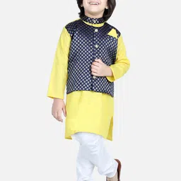 BownBee Boys Straight Pure Cotton Jacquard Kurta With Pyjamas-picture-18