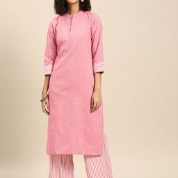 anayna Women Regular Pure Cotton Kurta with Trousers-picture-23