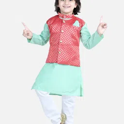 BownBee Boys Straight Pure Cotton Kurta With Pyjamas-image-73