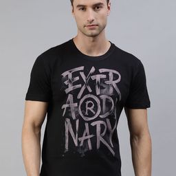 Huetrap Men Black Typography Printed Pure Cotton T-shirt-image-60