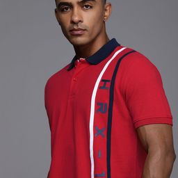 HRX by Hrithik Roshan Men Brand Logo Printed Polo Collar Pure Cotton T-shirt-image-35