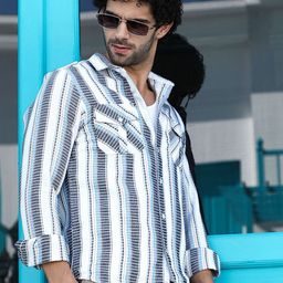 Campus Sutra Men Comfort Opaque Striped Casual Shirt-image-94