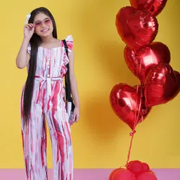 HERE&NOW Girls Striped Flutter Sleeves Basic Jumpsuit-picture-9