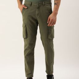 IVOC Men Solid Regular Fit Cargos Trousers-image-117